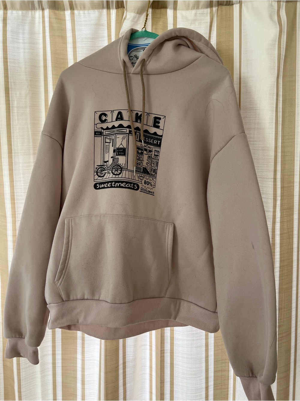 YesStyle Beige Graphic Hoodie Sweatshirt